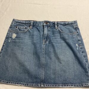 J.Crew Womens Distressed Denim Mini Skirt Medium Wash Blue Size 6 Cotton